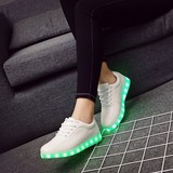 夏季荧光鞋USB充电发光鞋情侣男女学生七彩n字鬼舞步鞋LED夜光鞋