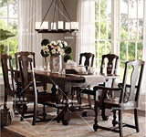 美式风格法式复古餐桌出口外贸复古实木橡木欧式定制可拉伸餐桌