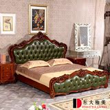 欧式时尚卧室雕花奢华真皮 新古典实木高端结婚床简约家具特价