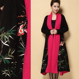 2015秋冬新款女装中国民族风重工刺绣花大码宽松貂绒针织开衫披肩