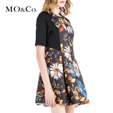 MOCo摩安珂2015秋装新款女装正品印花短袖显瘦连衣裙M143SKT32