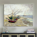 梵高海上帆船玄关走廊装饰画欧式古典风景油画壁画抽象画现代古典
