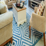时尚地中海蓝色宜家地毯客厅茶几沙发 卧室床边手工腈纶地毯定制