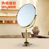 台式美容镜 全铜仿古化妆镜可旋转双面可放大梳妆镜 镀金色浴室镜