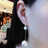 欧美时尚个性新款人造珍珠长款耳环气质百搭水滴耳环流苏饰品包邮