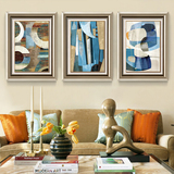 欧喆 客厅装饰画现代三联画抽象有框画挂画沙发背景墙画美式壁画