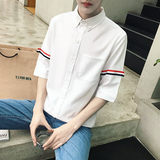 2016夏装新款欧美情侣装TB潮牌衬衣外套男女韩版短袖衬衫Y520P45