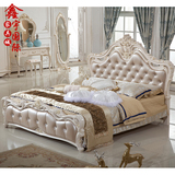 欧式床 双人床 实木床1.8米橡木床1.5米现代床简约法式婚床公主床