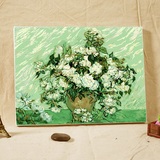 白玫瑰自油自画diy数字油画植物花卉包邮家居装饰画40*50diy手绘