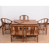 红木家具鸡翅木圈椅泡茶桌六件套功夫茶桌椅组合实木茶几茶艺桌子