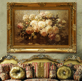 欧式印象派 别墅酒店玄关画 客厅装饰画纯手绘油画立体古典花卉画