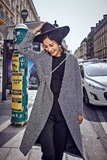 AudreyWang 2015年秋季新款羊毛欧美街拍不规则长袖复古风衣 女