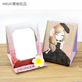 女孩随身便携台式大号单面折叠镜子皮革书桌公主镜韩国美容化妆镜