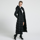 XPP2015冬季新款女装修身加厚加长款大码欧美经典连帽羽绒服外套
