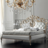 美式法式简欧美式新古典雕花1.8婚床实木床软包床雕刻双人公主床
