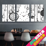 无框画挂钟表客厅现代装饰画三联水晶壁画抽象黑白餐厅电表箱挂画