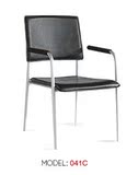 041C：黑色简约办公椅四脚铁架电脑椅黑色硬皮矮靠背会议椅洽谈椅