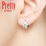 S925银韩国甜美花朵耳环耳圈耳钉女纯银耳扣气质情人节礼物送女友