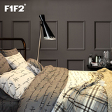 F1F2家纺纯棉四件套 全棉特价床单床笠被套简约时尚床品包邮情书