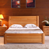 全实木床 榉木床 双人床 1.5米 1.8米 平板大床 储物高箱床 包邮