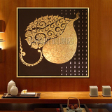 手绘油画东南亚泰式客厅餐厅书房玄关壁画过道装饰画发财菩提叶
