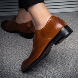 韩版英伦男鞋布洛克男士休闲鞋发型师擦色复古流苏内增高尖头皮鞋