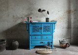 新中式古典明清仿古家具彩绘彩漆家具复古鞋柜玄关柜做旧实木