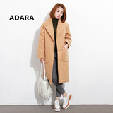 ADARA 韩版秋冬季茧型羊毛呢外套女中长款过膝羊绒呢子大衣夹棉厚