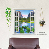 墙贴纸桂林山水田园风景3D窗户贴画 卧室客厅卫生间宾馆装饰壁纸