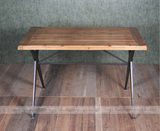 不可伸缩书桌工业复古怀旧结合杉木面板工作台组合餐桌椅实木饭桌