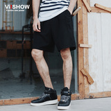 viishow2016夏装新款短裤 欧美简约休闲短裤男 黑色五分裤宽松潮