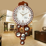 豪华欧式挂钟客厅木质摆钟创意艺术壁挂钟表田园静音复古装饰时钟