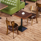 现代简约奶茶店果绿色沙发卡座 甜品店桌椅组合 实木咖啡厅桌椅