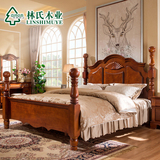林氏木业美式乡村新古典床1.8米欧式雕花床双人床家具B4133-16