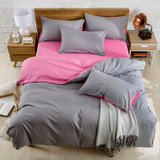 韩式纯色床上四件套学生宿舍宾馆素色简约床单被套1.5/1.8/2.0m米