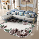 客厅地毯异形花田园茶几地毯时尚剪花地毯卧室床边毯加厚加密地毯