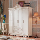欧式衣柜四门4白色大衣橱韩式简约现代整体衣柜雕花板式卧室家具