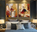 厅酒店壁画沙发背景墙三联画欧式手绘油画装饰无框画抽象芭蕾舞客