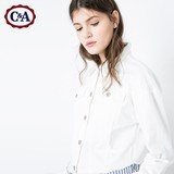 C＆A女式毛边饰白色牛仔短夹克 2016秋季新款时髦复古CA200177355