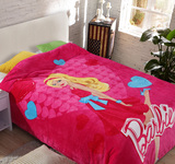 芭比公主床上用品卡通法莱绒珊瑚绒儿童学生被套床单枕套单件包邮