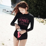 新款韩版拼色潜水分体长袖保暖女潜水服游泳衣冲浪UV防水母浮潜衣