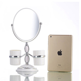 随身化妆镜便携式化妆镜实木椭圆形收纳不锈钢镜子双面台式放大镜