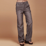 斯琴风格2015新款复古仿旧条绒牛仔裤女长裤宽松休闲直筒裤