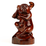 红木工艺品 东阳木雕刻猴子摆件 实木质生肖猴如意寿猴风水摆设