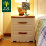 格尔尼卡家具 全实木儿童床头柜地中海白色烤漆床边柜 白蜡木储物