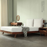 实木床简约现代新款双人床 胡桃木 橡木床1.5米1.8米 真皮靠背