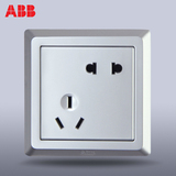 ABB开关插座面板五孔墙壁插座德逸银色五眼插座特价正品AE205-S