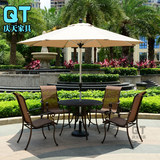 多福尔高档红酒餐桌椅户外庭院花园休闲铸铝桌椅伞组合一桌四椅