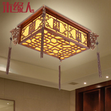 新中式仿古茶楼灯古典灯笼创意吸顶灯餐厅书房灯实木雕花龙头宫灯