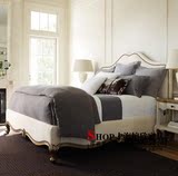美式软包床法式纯实木双人床北欧1.8米婚床 卧室雕花床外贸软包床